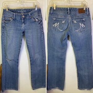 Vintage Y2K Maurices Light Wash Distressed Jeans Bootcut Low Rise Sz 5/6 Stretch